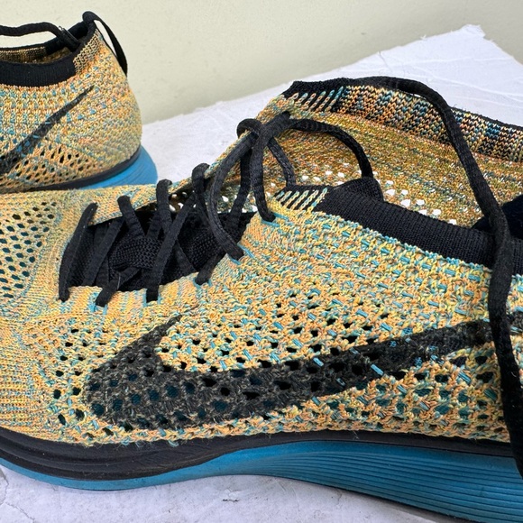 Nike Flyknit Racer Sherbet 2015 Comfort Running Shoes Sneakers Yellow Mens - Picture 7 of 16